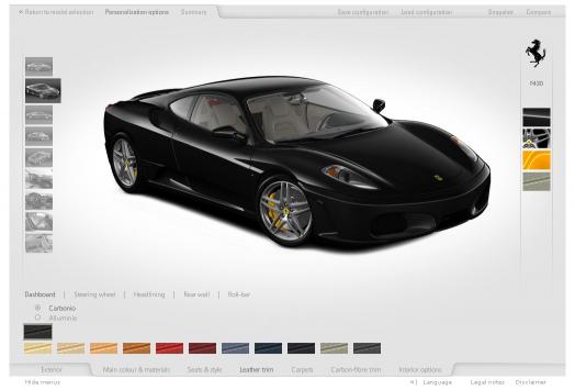 Ferrari Car Configurator, website