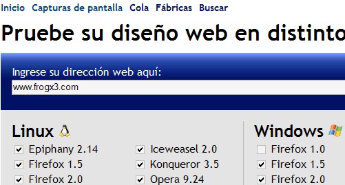Capturas de Pantalla en distintos navegadores web