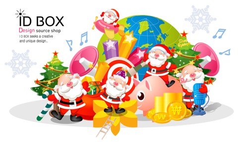 vectores de santa claus, vectores de cajas de regalos, vectores de navidad