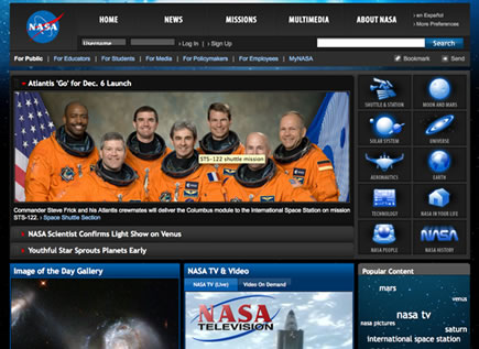Rediseño de Paginas Web de la NASA
