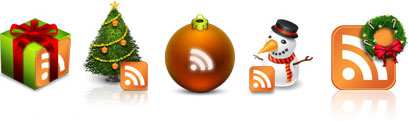 botones rss con elementos navideños