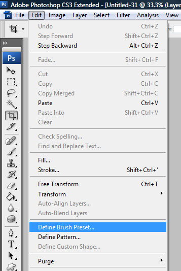 photoshop menu
