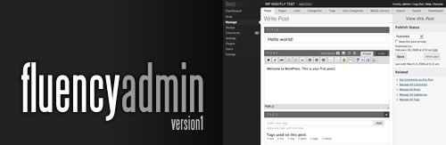 Fluency Template para el panel de administración de Wordpress 2.5