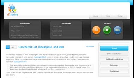 blue marine blogger template