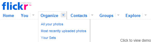 flickr-horizontal-menu menu horizontal con CSS y Javascript