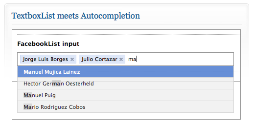 textbox list facebook