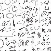 iconos dibujados a mano de flechas