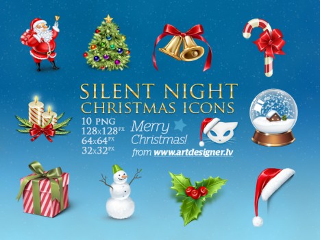 Silent Night Christmas icons by LazyCrazy 467x350 8 Paquetes de iconos navideños gratis