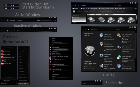 Obsidian by universe11 559x350 Temas minimalistas para Windows Vista
