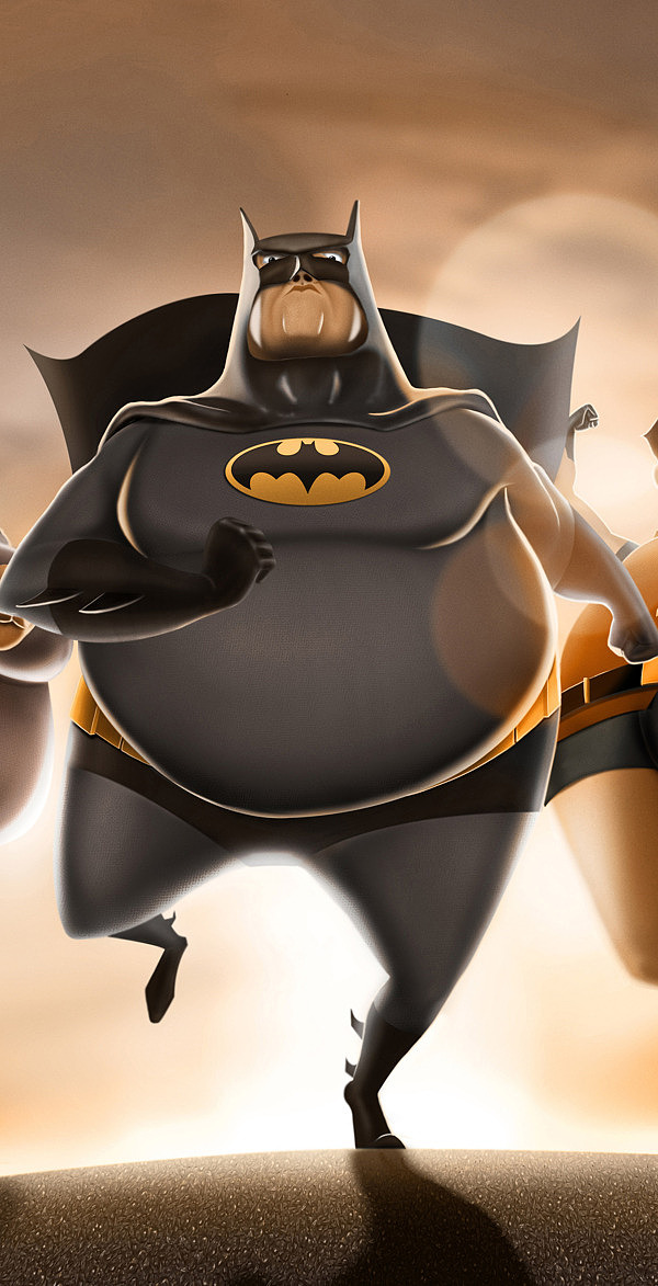ilustraciones super heroes gordos batman