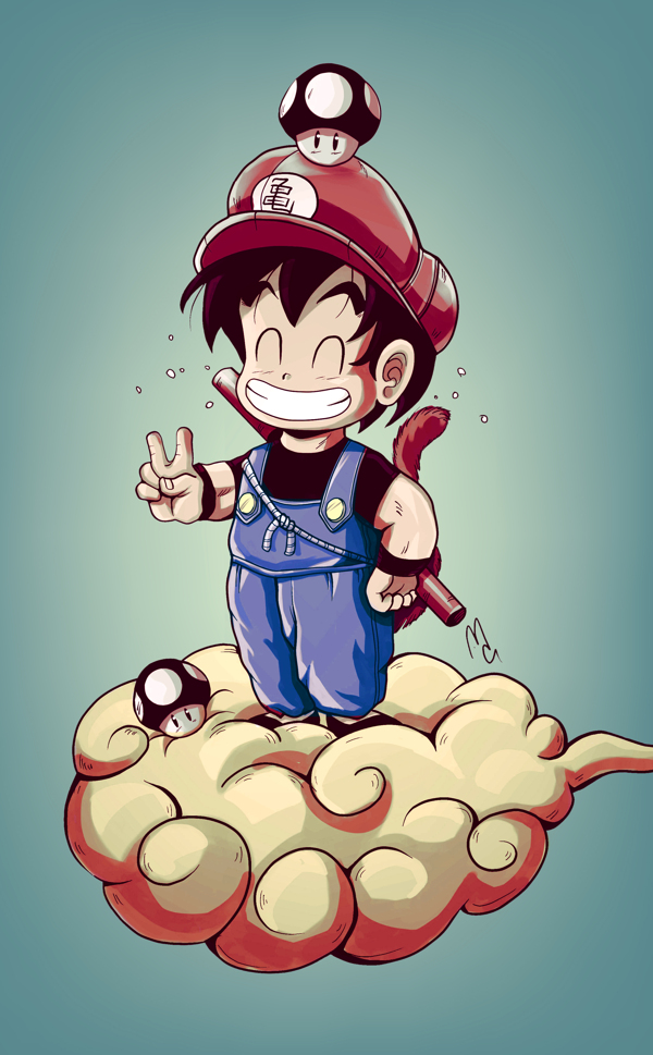 Curioso FanArt fusión entre Goku y Mario Bros - Frogx Three