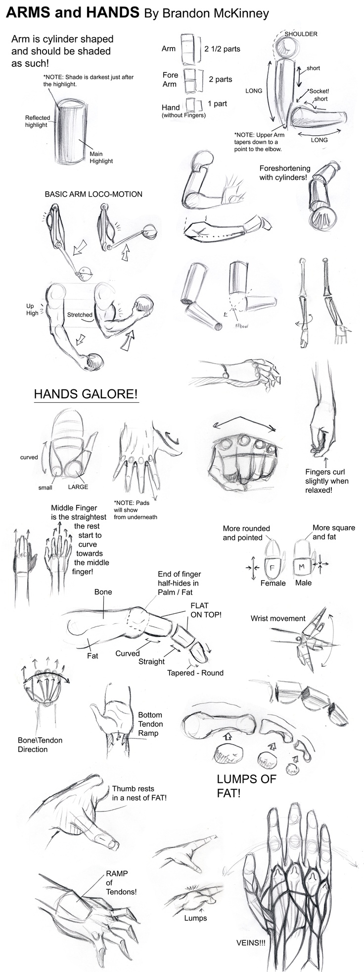 Como dibujar brazos y manos