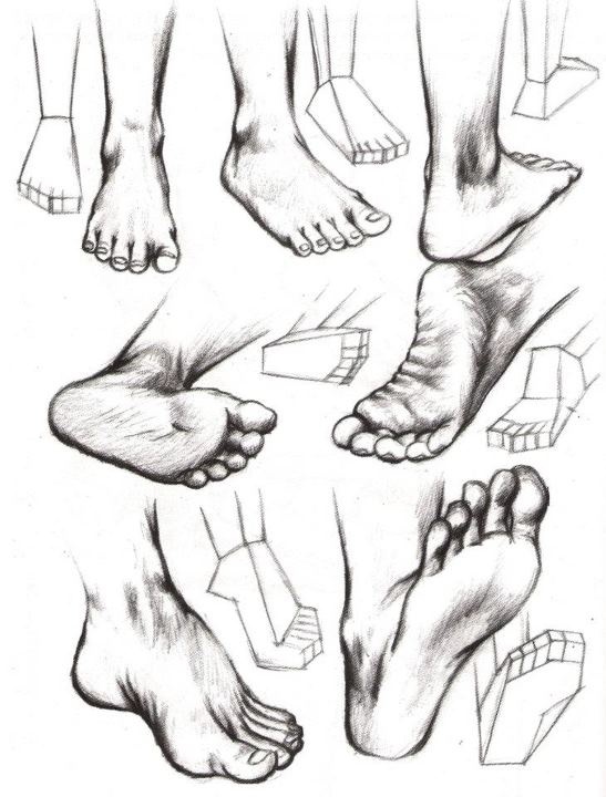 como dibujar partes del cuerpo, pies