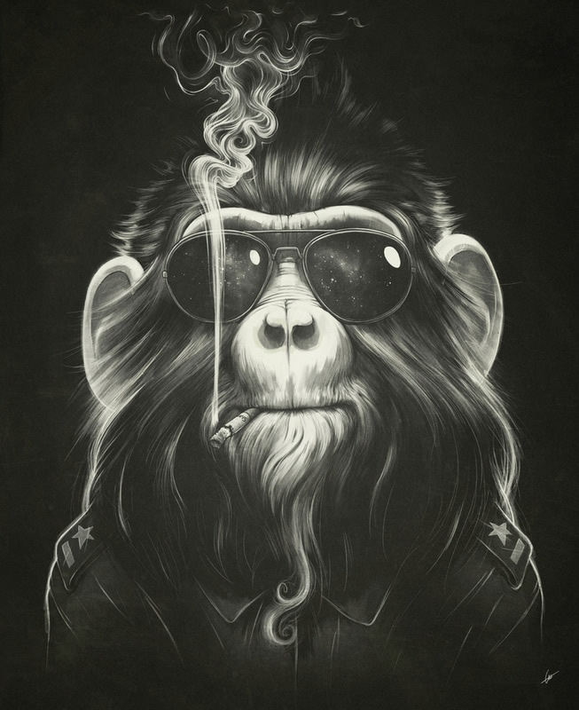 ilustraciones mono fumando