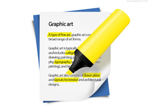 Icono PSD: Documento y marcador amarillo