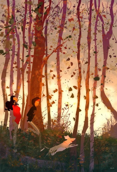 ilustracion otoño en el bosque
