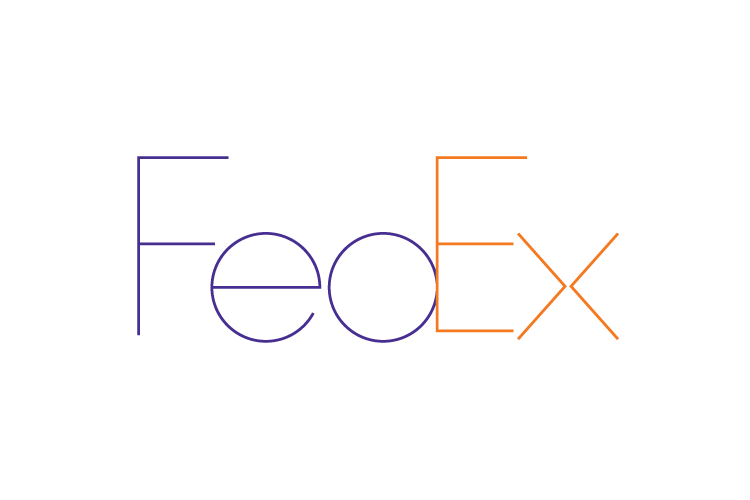 Logo minimalista de la empresa de paquetería Fedex