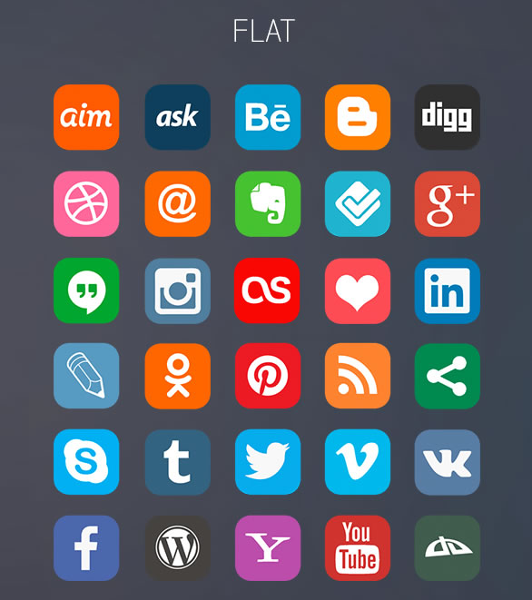 Iconos estilo Flat de redes sociales
