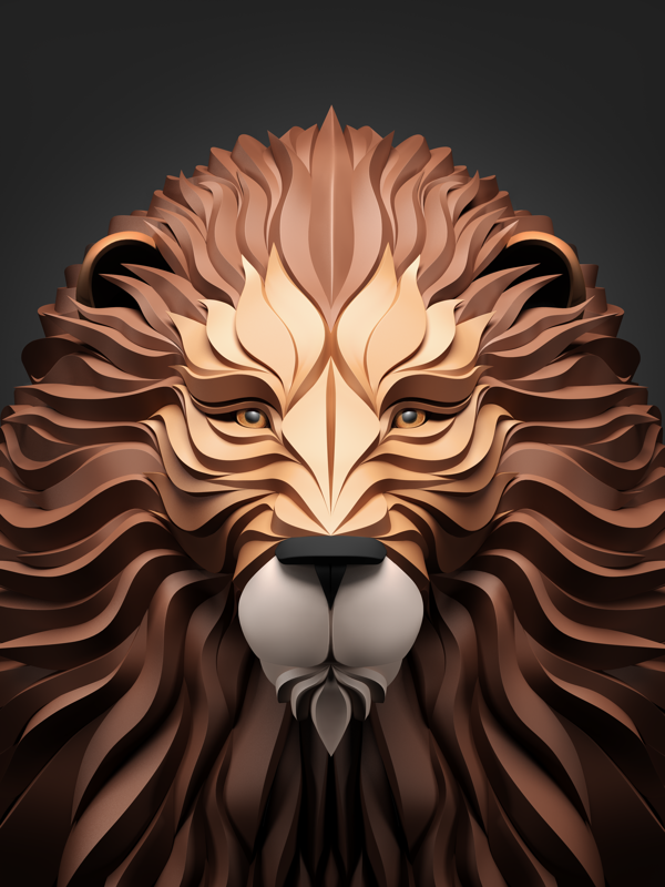 diseños 3D animales leon