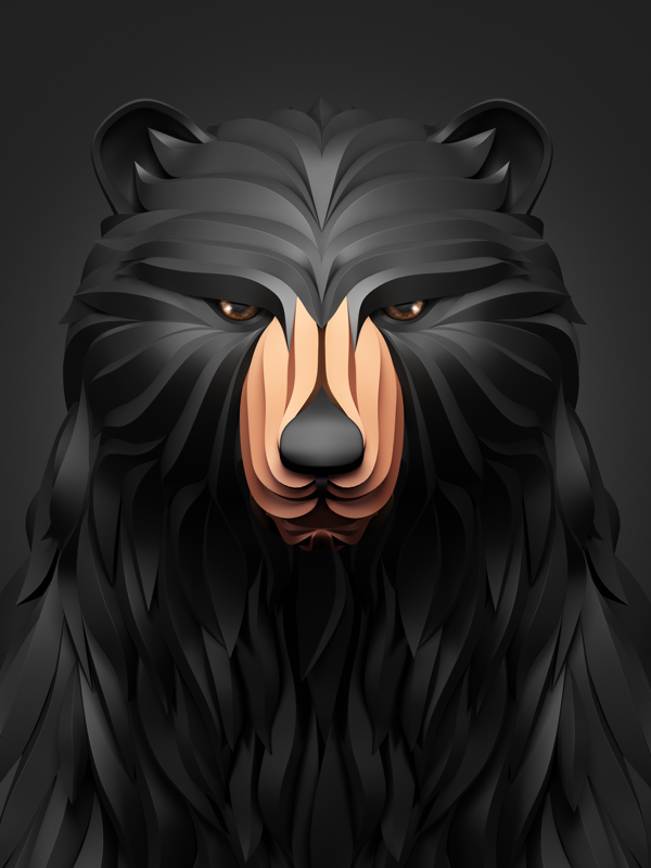 diseños 3D animales oso negro