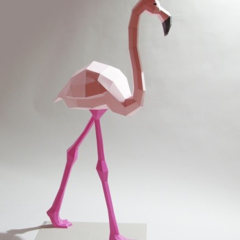 animales papel 3D flamingo