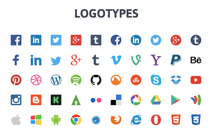 50 Logos de redes sociales y marcas de Internet en ve 