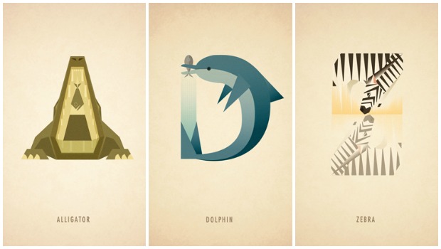 Ilustraciones tipográficas inspiradas en el reino animal