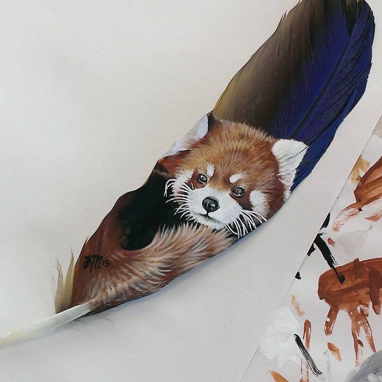 Retratos animales hechos con plumas (3)