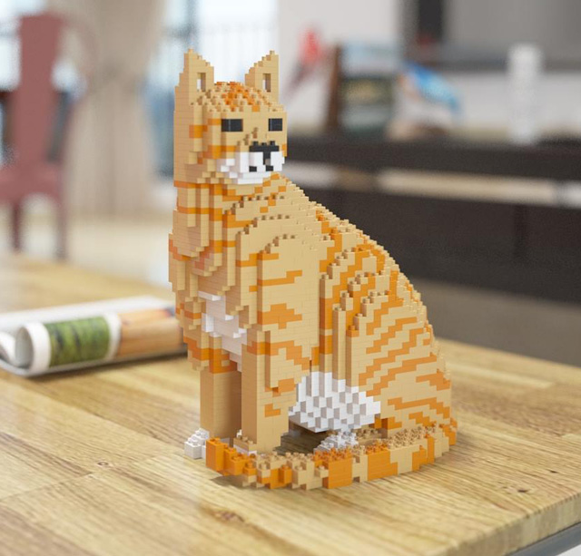 Figuras LEGO tamaño natural para amantes de los gatos